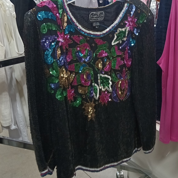 JEAN for JOSEPH LE BON Silk Sequin Top - Picture 6 of 6